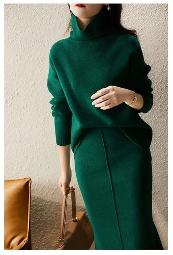 Autumn suit skirt 2 piece skirt set women winter sweater 2 piece outfit Sweater - Picture 11 of 28