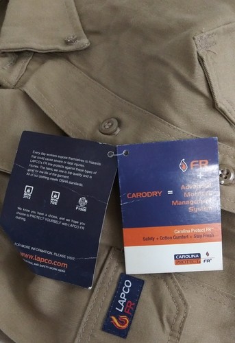 NEW Lapco FR Cat 2 Long Sleeve Button Front Brown Outdoor Work Shirt 3XL - Picture 6 of 9