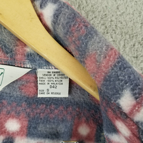 Haband Aztec Motif Fleece Zip Jacket Small Pink Blue Gray Geometric Tribal - Picture 7 of 8