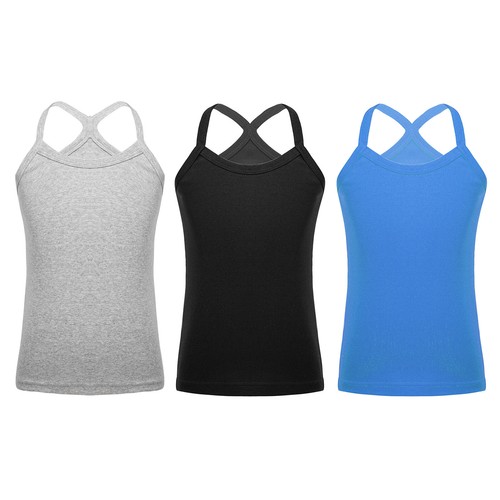 Kids Girls Vest Gymnastics 3Pcs/Set Weekend Y-Back Camisole Running Tops Beach - Picture 43 of 102