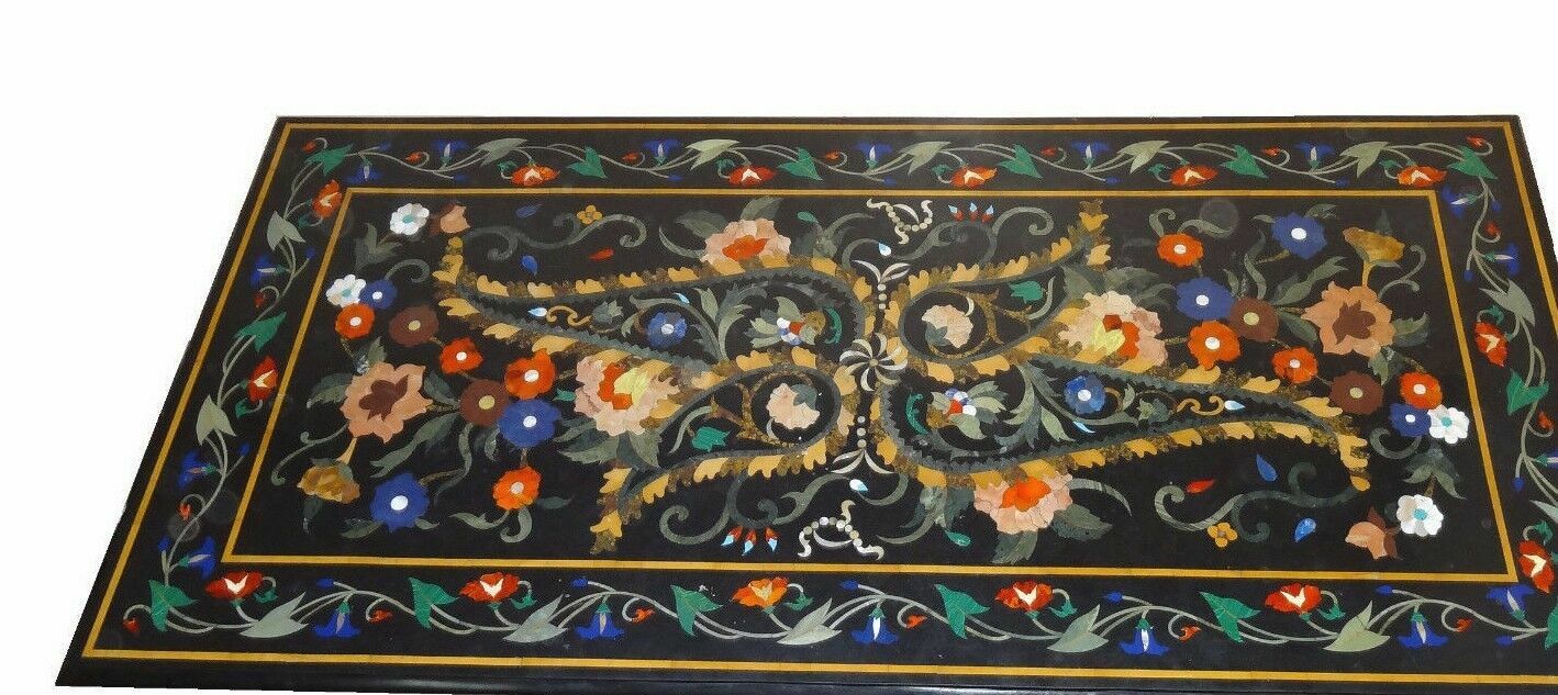 48-Inch Marble Dining Table Top with Stone Inlay for Elegant Home Decor