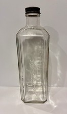 Botella de vidrio en relieve Dodge vintage con marcas medidas... tiene tapa