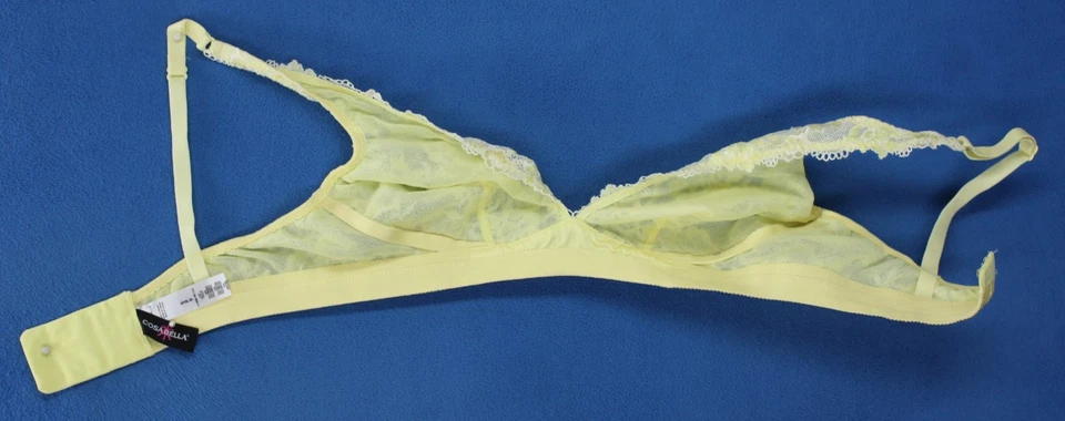 Sutiã Cosabella sem fio sem forro amarelo renda bralette tamanho pequeno #H7726 - Imagem 3 de 4