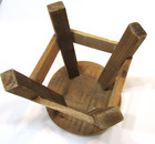 2000's Small 7" Sturdy Rustic Handcrafted Primitive Wood Round Plant Stand Stool — photo 5