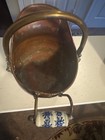 Vintage copper brass lion head fireplace coalbin pail — photo 5