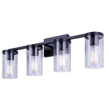 Canarm Britton 28in 4-Light Vanity Matte Black Clear Glass