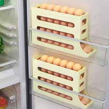 Egg Holder Rack 2/4-Tier Automatic Scrolling Storage Box Container Refrigerator