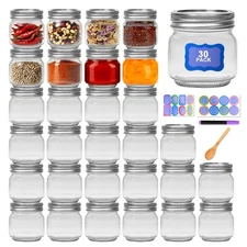 8 oz Mason Jars 30 Pack，Small Glass Containers with Lids，8oz Mason