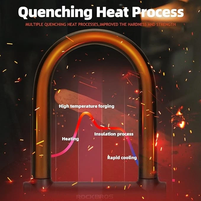 ROCKBROS Bike U Lock Heavy Duty Anti Theft Bike Lock Mounting Bracket with3 Keys - Image 3 of 4