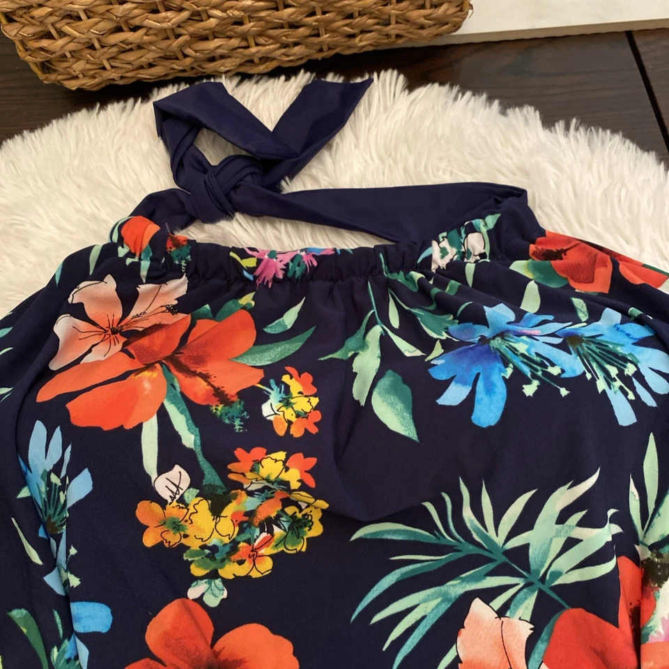 CROFT & BARROW Mujer Plus 1x Halter Estampado Floral Tankini Traje de Baño Top Foto 3 de 4