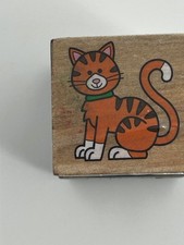 Wood Block Rubber Stamp Cat Kitty Pet Animal Card Making Scrapbooking