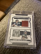 2025 National Treasures Sam Darnold/Jaxon Smith-Njigba Combo Gear 28/99 SB Champ