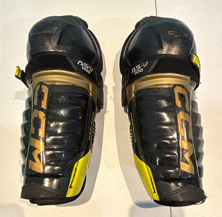 CCM Tacks AS V Pro 12in/30cm Youth Ice Hockey Shin Guards Padded Adj Pair