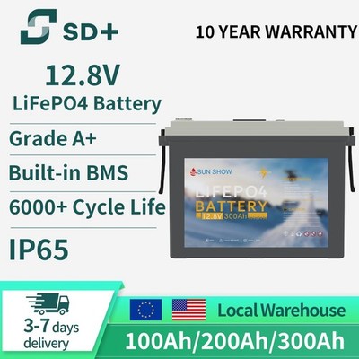 SANDISOLAR 12V 200AH 300AH LiFePO4 Lithium Battery 2560W BMS Solar RV Off-grid