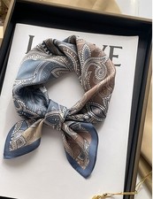100 Mulberry Silk Scarf Women Flower Neckerchief 20'' Square Small Bandana