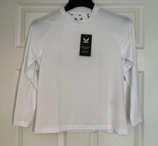 BNWT Castore Tennis long sleeved performance top size JUNIOR SMALL IN WHITE