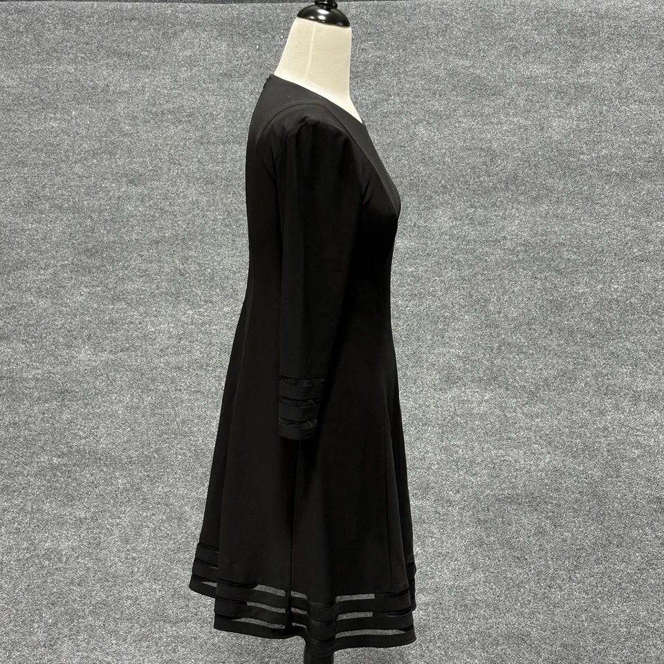 Jessica Howard Little Black Dress Womens 6 Petite Fit & Flare Mesh Trim LBD - Image 3 of 4