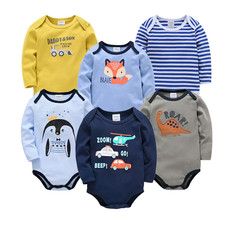 Spring Autumn Baby Bodysuits 3/6 PCS Long Sleeve Baby Boy Girl Clothes 100 Cott