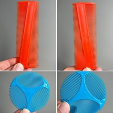 Vintage 60s 70s Hair Comb Pick Orange Blue Asymmetrical Hong Kong Set Read RARE