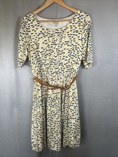 Cremieux VTG Horse Print Pleated Scoop Neck Dress Yellow Black White Size 8