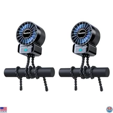 2 Pack Portable Stroller Fan 4 Speed USB Rechargeable Mini Handheld Tripod