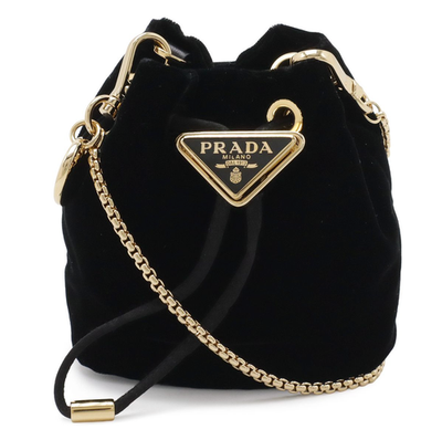 PRADA Gold Chain Black Velvet Mini Pouch Bag | eBay