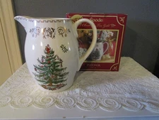 Spode Christmas Tree Gold Pitcher  22K Gold Accents 60 oz  Never Used Earhenware