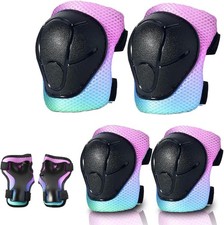 Gradient Color Kids Protective Gear Set Knee Pads for Kid 2-14 Years,W/ Adjus...