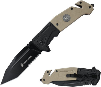 USMC Pocket Folding Knife, 8.50'' Overall Length, 3.55'' Tanto Blade, G10 Handle,