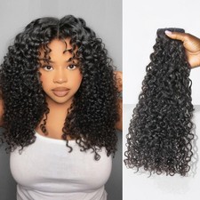 LUVME Invisible Clip in Hair Extensions Messy Curly Real Human Hair... Fast Ship