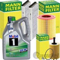 Mann Inspektionspaket+Mobil 1 5W-30 MotorÖL Passend FüR 2.0 TDI Audi A6 C6 4F2/5