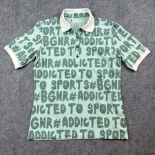 BOGNER Men  s Polo Sz Medium Spellout Light Blue Preppy Dress Shirt Golf EUC