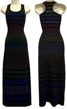 Trina Turk Dress Womens XS/Small Multicolor Striped Metallic Knit Racerback Maxi
