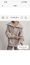 Varley Vine Ribbed Oatmeal Half Zip Collared Sweatshirt Women s Size L