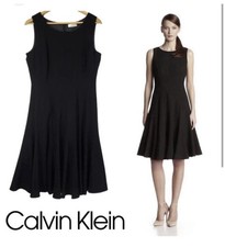 Calvin Klein Women’s Black Sleeveless Fit And Flare Dress Size 2 Zip Back *NEW