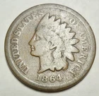 1864 P Indian Head Cent Penny *BRONZE*  *ROUNDED BUST - WITH L*  *G - GOOD*