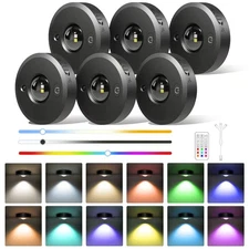 Yesenlight Rechargeable Puck Lights with Remote - 6 Pack LED 6 Pack, Black 