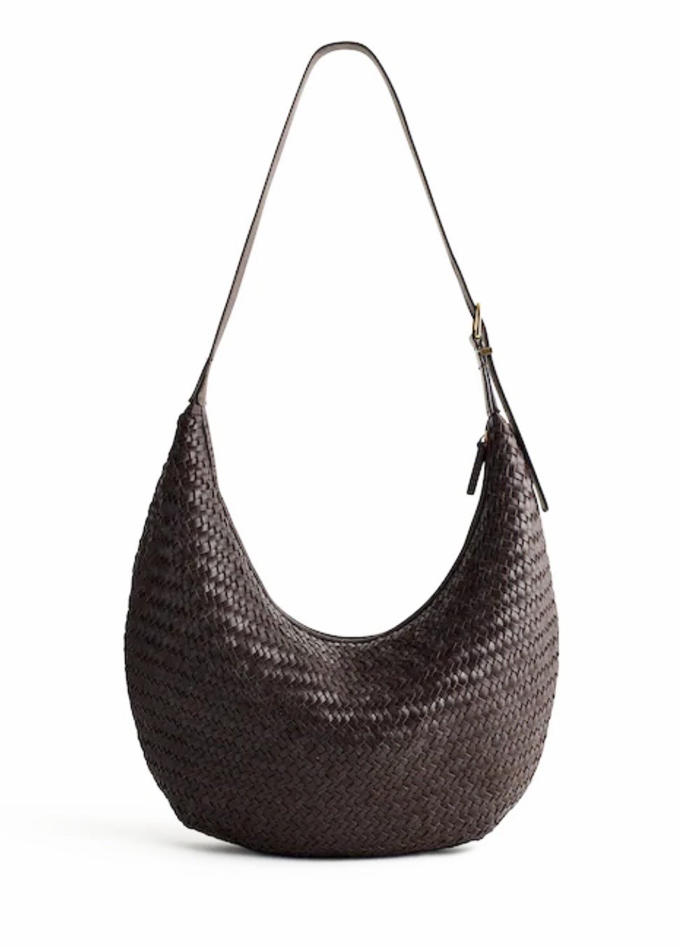 MADEWELL The Essential Woven Leather Curved Shoulder Bag Purse Coffee Bean
