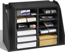 Literature Organizer, 12 Compartments Office Mailbox with Side Vertical Storage,