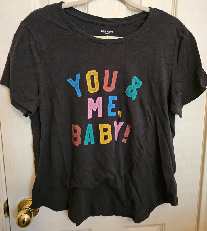 Old Navy Everywear Graphic Tee Charcoal Gray You & Me Baby Short Sleeve Size L