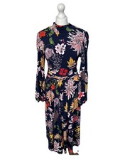 Jolie Moi Floral Midi Dress Size 16 wedding guest Spring Hight neck long sleeve 