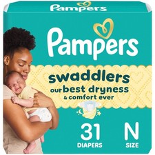 Pampers Baby Diapers - Swaddlers - Size 0, 31 Count, Ultra Newborn, White