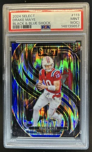 2024 Select Drake Maye Premier RC Black and Blue Prizm Shock #113 PSA 9 OC