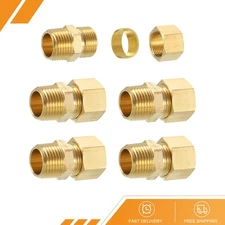 5Pack Brass Pipe Fitting 5/8" OD x 1/2" NPT Male Brass Compression Tube Fitting