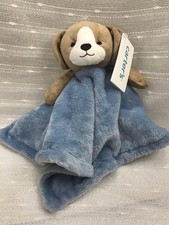 Carters Blue Tan Puppy Dog Baby Blanket Soft Plush Security Lovey Nunu Toy 67782
