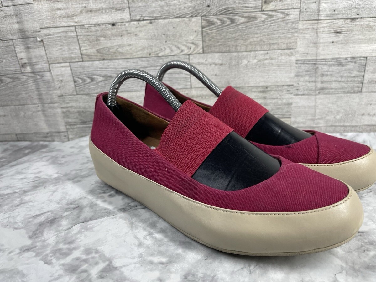 Fitflop Ballet Flats Women Due M-J Shoes Red Leather Mary