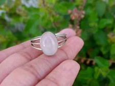 Rose Quartz Dainty Ring Solid 925 Silver Handmade Promise Ring All Size SR429