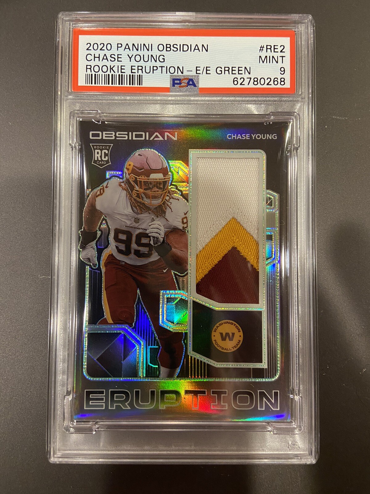 Chase Young Panini Obsidian Rookie Eruption #RE2 Electric Etch-Green