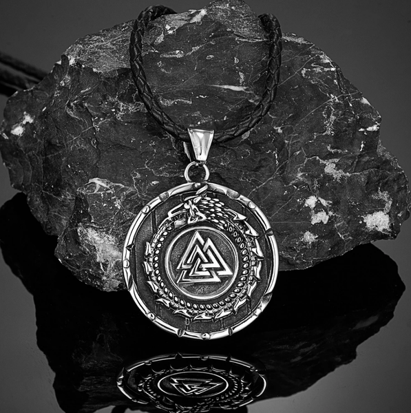 Nordische Halskette Valknut Kompass Rune Wikinger Amulett AnhäNger 3,5 Cm Herren-image