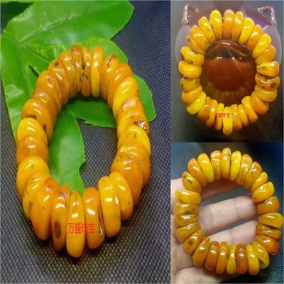Chinese Blood Amber Beeswax Abacus beads Bracelet Fabric Beaded